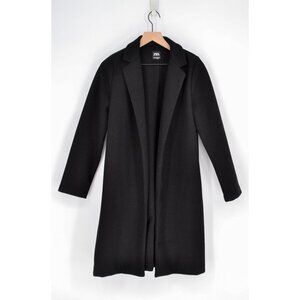 Zara Lapel Collar Midi Open Coat Longline Black Women's M